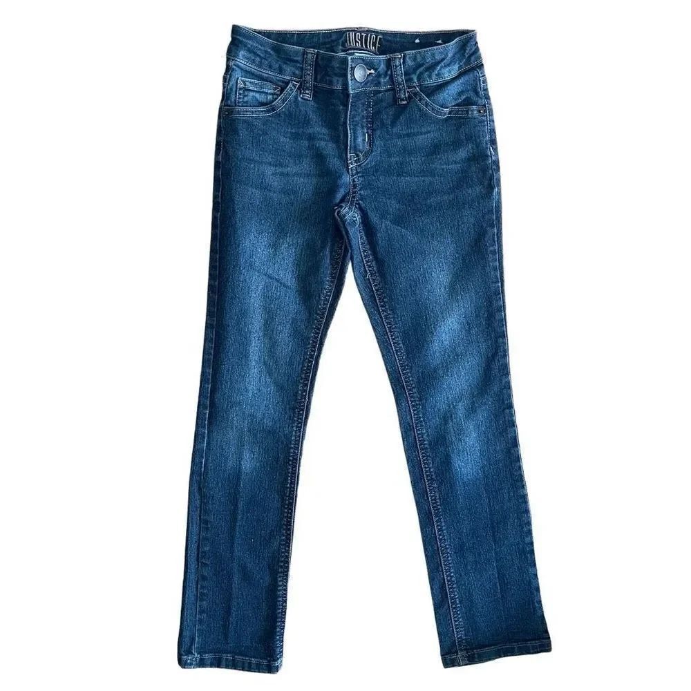Justice Girl’s Embroidered Mid Rise Skinny Denim Jeans Size 8